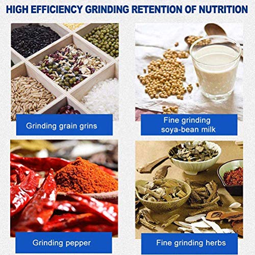 JIN 1500 Molino de Grano eléctrico, máquina trituradora para Uso doméstico/Comercial vatios, Molinillo Cereales Granos maíz café Trigo alimentación con Embudo, Dual húmedo y seco,Black