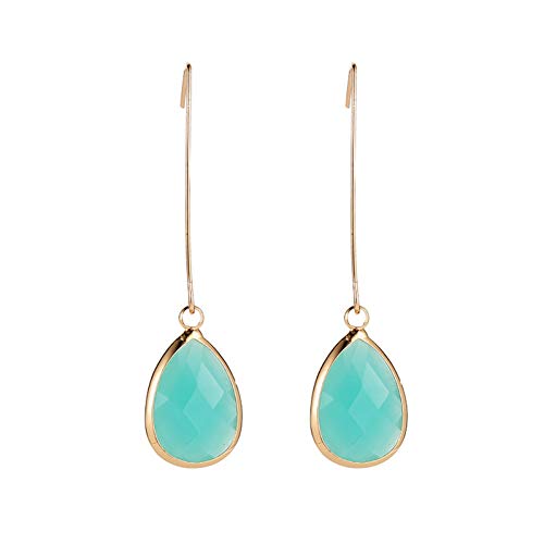 JINGM Conciso Multicolor Gota De Agua Cara Cortada Pendientes Gelatina Pendientes De Cristal