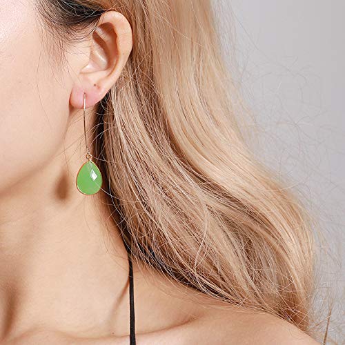 JINGM Conciso Multicolor Gota De Agua Cara Cortada Pendientes Gelatina Pendientes De Cristal