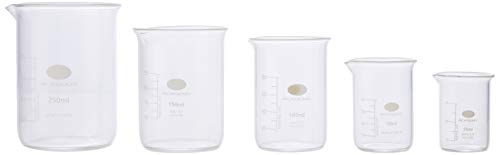 Juego de vasos de vidrio para medir | Vasos de forma baja, tazas de medir, vasos de borosiliate