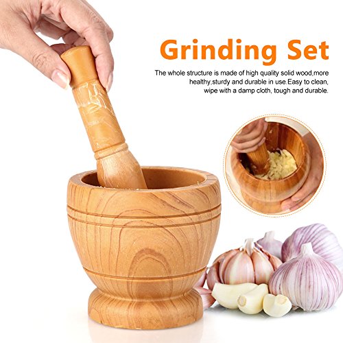 Juego manual de jengibre, mortero y mano de mortero y especias de plástico, cuenco de molienda de cocina