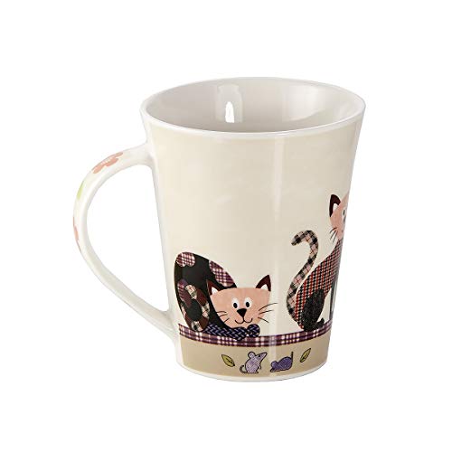 Juego Tazas de Café, Tazas Desayuno Originales de Té Café, Porcelana con Diseño de Gatos, 4 Piezas - Regalos para Amantes de los Gatos Hombres y Mujeres