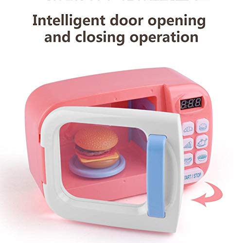 Juguete de microondas con luz de sonido para niños, Cocina realista fingir Juego Set con 6 platos de arcilla de color de bricolaje y realistas de comida de plástico para hogar Juguete para Niño Niña