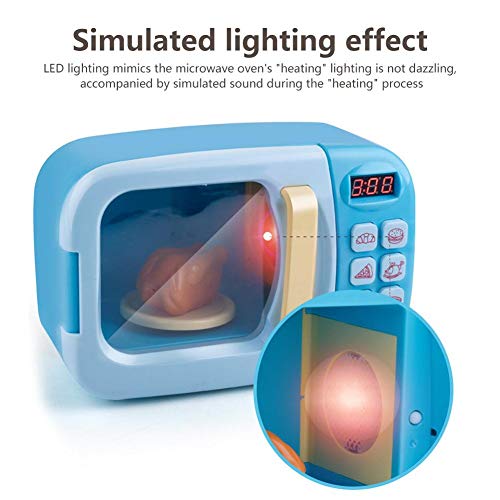 Juguete de microondas con luz de sonido para niños, Cocina realista fingir Juego Set con 6 platos de arcilla de color de bricolaje y realistas de comida de plástico para hogar Juguete para Niño Niña