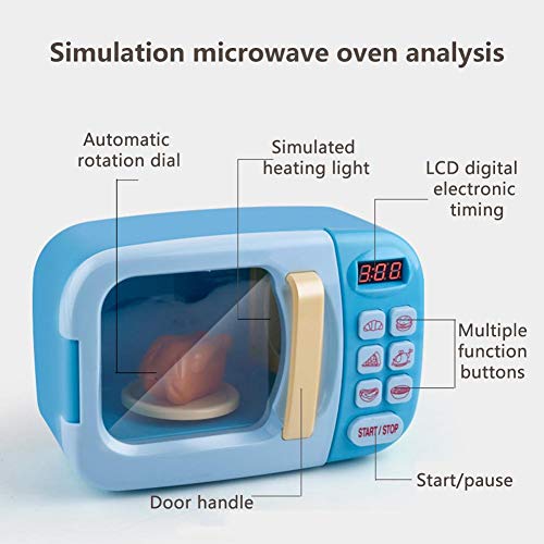 Juguete de microondas con luz de sonido para niños, Cocina realista fingir Juego Set con 6 platos de arcilla de color de bricolaje y realistas de comida de plástico para hogar Juguete para Niño Niña