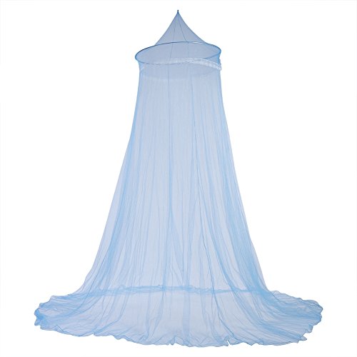 Junluck Cortinas de la Cama con Dosel, Hermoso Encaje Seguro Hermoso Color de la Cama con Dosel, Hotel cómodo para el Dormitorio de la niña Dormitorio para el hogar(Blue)