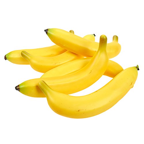 Juvale - Set de frutas artificiales: 6 plátanos de plástico, ideales para pintar bodegones, decorar tiendas, cocinas, color amarillo, 20 x 9 x 4 cm.