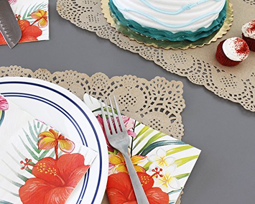Juvale Tapetes de papel de encaje rectangular (paquete de 100) - Manteles individuales de papel decorativo a granel para postres y productos horneados - Marrón, 15.5 x 11.7 pulgadas
