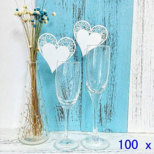 JZK 100 x Blanco Tarjetas Etiquetas Decorativas corazón Invitaciones Boda Copa Detalle Lugar Nombre Mesa para Boda cumpleaño comunión Bautizo Fiesta Navidad