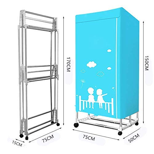 Kacsoo Secadora de Ropa eléctrica Portátil 1300W Plegable Secado rápido Gran Capacidad 33L Secadora de Ropa de Iones Negativos con Temporizador automático Digital de Control Remoto (2 Capas)