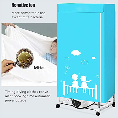 Kacsoo Secadora de Ropa eléctrica Portátil 1300W Plegable Secado rápido Gran Capacidad 33L Secadora de Ropa de Iones Negativos con Temporizador automático Digital de Control Remoto (2 Capas)