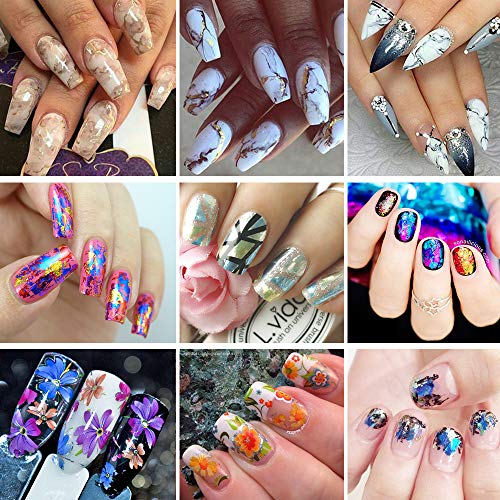 Kalolary Nail Art Foil, 30 colores Holográfico Nail Stickers Tips Wraps Foil Transfer Sticker Glitters Kit de decoración para manicura Acrílico DIY Decoración (3 Caja / 30pcs)