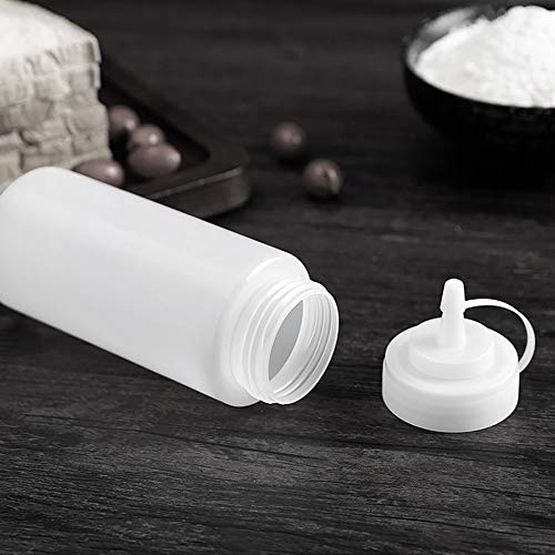 Keleily Botella De Ketchup 340ml con Tapa Botellas Plásticas de Cocina para Condimentos, Salsa de Tomate, Mostaza, Mayonesa, Aceite de Oliva, Transparente, 12oz (Paquete de 6)