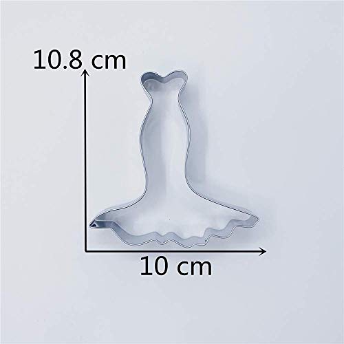 KENIAO Vestido de Novia Cortadores Galletas para Boda Molde para Galletas - 10 x 10,8 cm - Acero Inoxidable