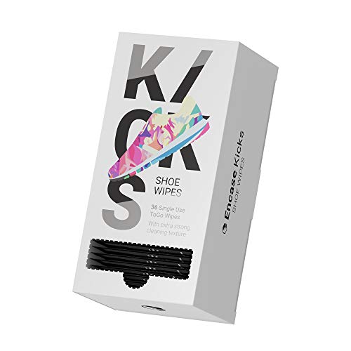 Kicks Shoe Wipes | Sneaker Cleaning Wipes | 36 piezas | Alto Rendimiento Embalado individualmente en caja dispensadora