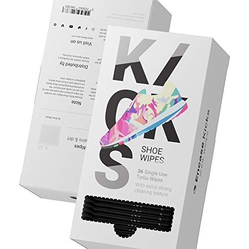Kicks Shoe Wipes | Sneaker Cleaning Wipes | 36 piezas | Alto Rendimiento Embalado individualmente en caja dispensadora