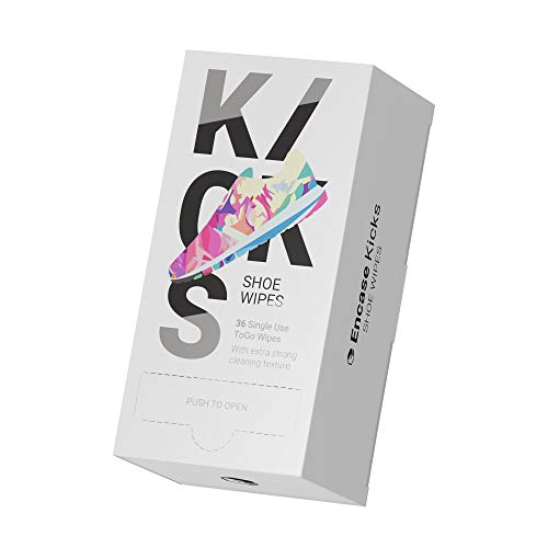 Kicks Shoe Wipes | Sneaker Cleaning Wipes | 36 piezas | Alto Rendimiento Embalado individualmente en caja dispensadora
