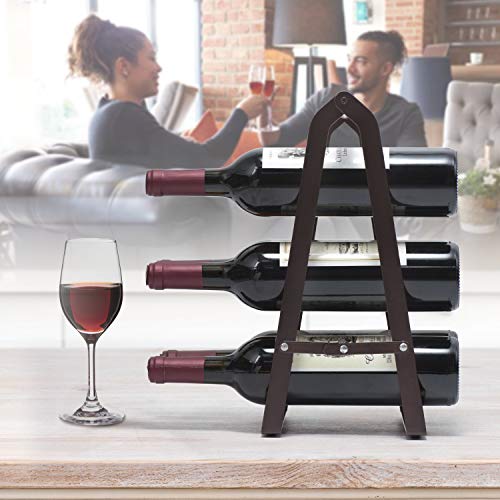 Kingrack estante de vino de cobre metálico para seis botellas, Estante portabotellas de vino plegables, Listo ensamblado wkuk130915