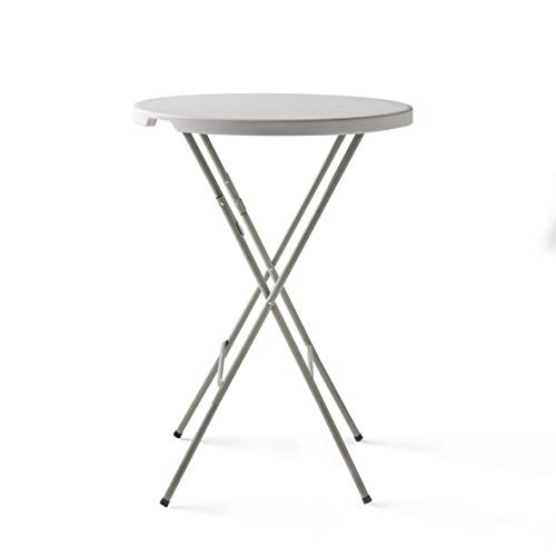 KitGarden - Mesa Cóctel Plegable, Ø80x110cm, Blanco, Folding R80H