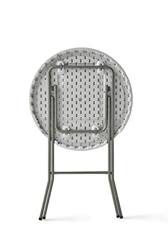 KitGarden - Mesa Cóctel Plegable, Ø80x110cm, Blanco, Folding R80H
