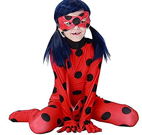 KLCH Ladybug Cosplay Disfraces Fiesta de Carnaval Navidad Christmas Halloween, Mono de Mariquita para niños (S(5-6 años))