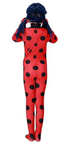 KLCH Ladybug Cosplay Disfraces Fiesta de Carnaval Navidad Christmas Halloween, Mono de Mariquita para niños (S(5-6 años))