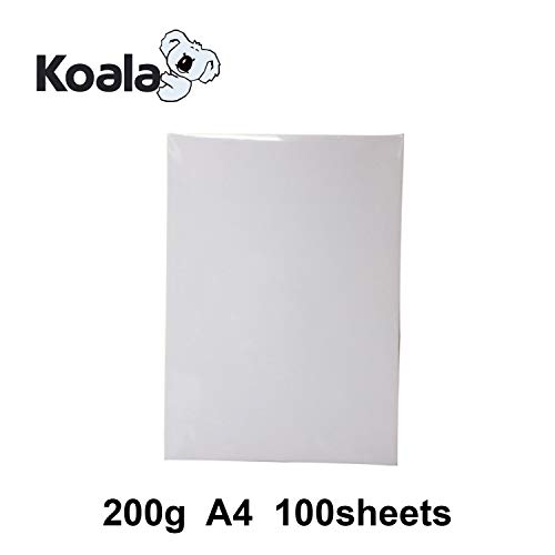 KOALA Papel Fotográfico Láser Brillante de Doble cara, A4, 200 g/m², 100 hojas, para impresoras LASER. Adecuado para imprimir Fotos, Portadas, Certificados, Folletos, Volantes, Tarjetas, Calendarios
