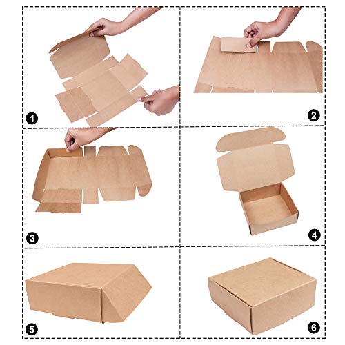 Kraft Cajas de Regalo (Pack de 20) - 13x12x5cm Marrón Kraft Papel Cajas de Regalo Autoensamblables para Presentación Regalo, Fiestas, Bodas, Galletas y Joyas