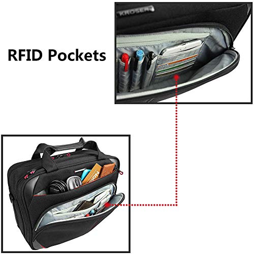 KROSER Bandolera para Portátil 15,6" Maletín Bolso de Mensajero Hidrófugo Caja de Ordenador Maletín Durable Funda para Tableta con Bolsillos RFID para Negocios/Universidad/Mujeres/Hombres