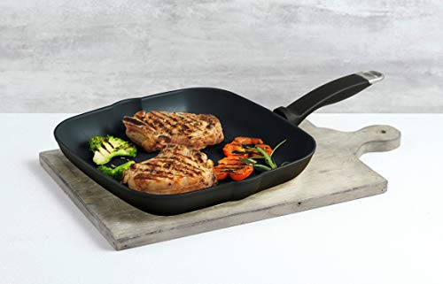 KUHN RIKON Bratpfanne-31466 Grill antiadherente TITANIO STAR apto para inducción, 28 x 28 cm, negro, Talla Única