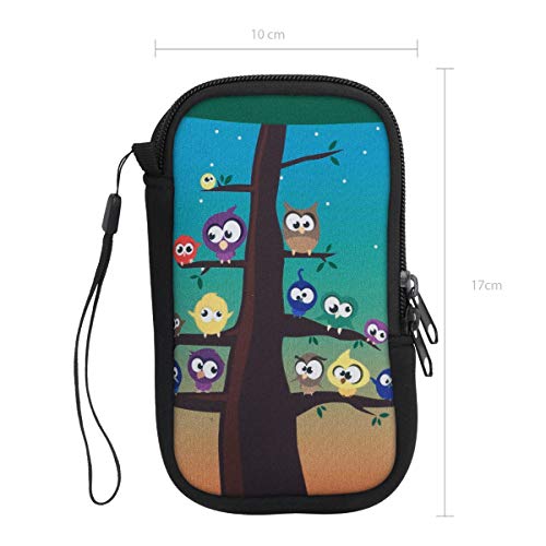kwmobile Funda Universal para móvil de L - 6,5" - Estuche de Neopreno con Cierre - Carcasa búho árbol