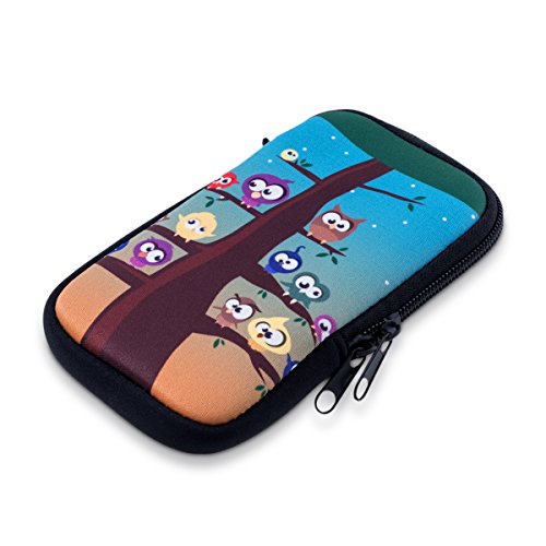 kwmobile Funda Universal para móvil de M - 5,5" - Estuche de Neopreno con Cierre - Carcasa búho árbol