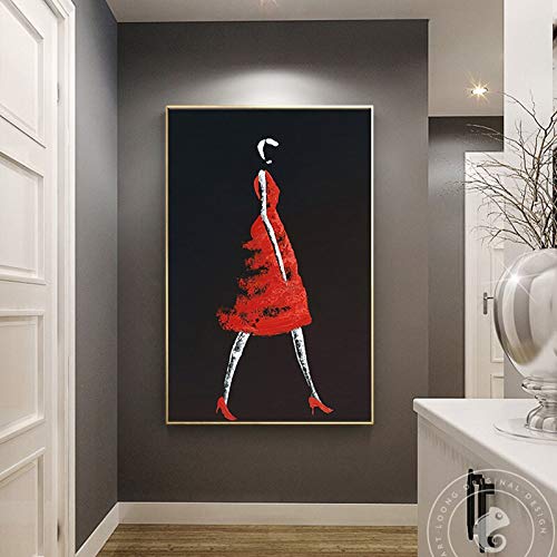 KWzEQ Arte Abstracto Creativo Moderno del carácter del Cartel de la Pintura de la Lona de la Muchacha Que Lleva para el Dormitorio de la Sala de Estar,50X75cm,Pintura sin Marco