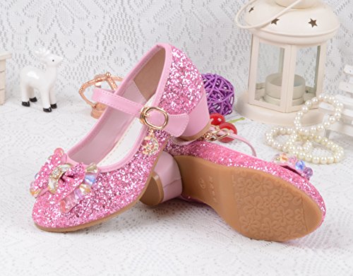 La Vogue Zapatos Zapatilla con Lentejuela Para Niña Princesa Fiesta Rosa 26/Longitud Interior 17.5CM