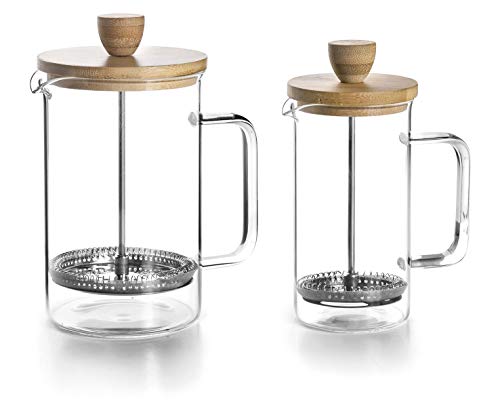 Lacor 62163 Cafetera Francesa Wood, 3 tazas, 0'35 litros, Acero 18/10