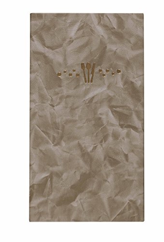 Lacor Andrea collection 28292- Porta menú fabricado en Simil-Piel con fundas fijas de PVC en piel de naranja, Termosellado en color oro, 15'5x28 cm