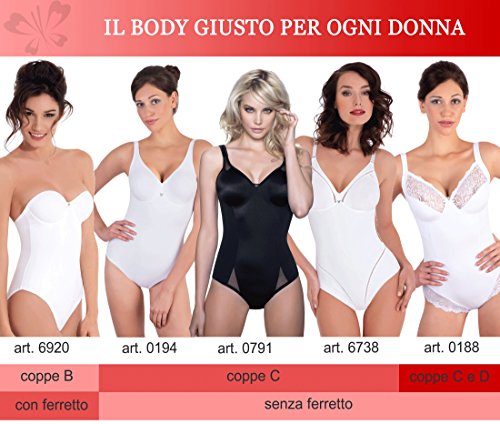 Lady Bella P6738 Body Reductor para Mujer en Copas D - Faja Moldeadora sin Aros, preformada, no Acolchada y sin Costuras - Body Interior de Doble Tela para un Vientre Plano (Negro, 105D)