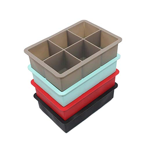 LAI Grado alimenticio 16.5 * 11.5 * 5 cm Forma Cuadrada Molde para Cubitos de Hielo Fruta Máquina para Hacer Cubitos de Hielo 6 Enrejado Bandeja de Hielo Bar Accesorios de Cocina, Negro