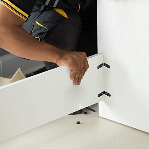 LANMOK 20 Piezas Soporte de Esquina 90 Grados Estante de Ángulo Recto de Acero Inoxidable en Forma L Corner Brace con Tornillos Escuadras de Ángulo Negro para Silla Mueble Ventana (42*42mm/22*22mm)