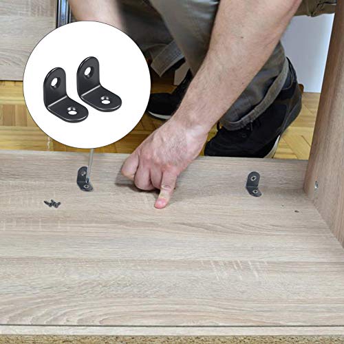 LANMOK 20 Piezas Soporte de Esquina 90 Grados Estante de Ángulo Recto de Acero Inoxidable en Forma L Corner Brace con Tornillos Escuadras de Ángulo Negro para Silla Mueble Ventana (42*42mm/22*22mm)