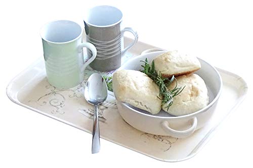 Lashuma Melamina Bandeja de desayuno rectangular, diseño mediterráneo, madera de olivo, bandeja decorativa verde sin asas, 38 x 26 cm