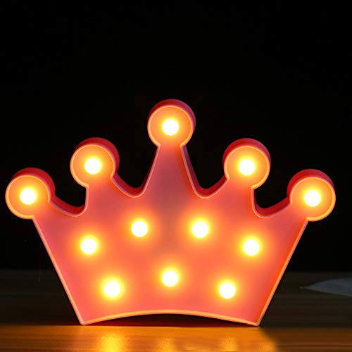 LED Corona Luz de Noche Niño Mesita de Noche Decoracion Para Regalo de Los Niños Decoración del Hogar (Rosa)