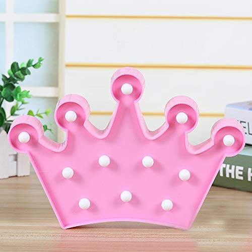 LED Corona Luz de Noche Niño Mesita de Noche Decoracion Para Regalo de Los Niños Decoración del Hogar (Rosa)