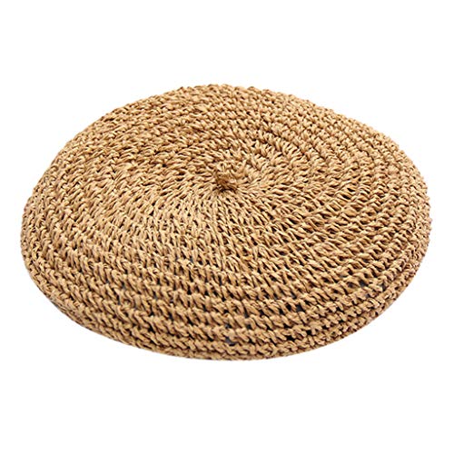 Lenfesh Sombrero de Paja Multicolor Coreano Boina Sombrero de Artista Gorra de Calabaza Sombrero Transpirable de Color sólido Informal para Mujer