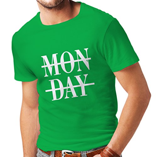 lepni.me Camisetas Hombre Oh, Mierda, es Lunes! Divertido Odio Las Consignas de Trabajo Trabajo (Medium Verde Blanco)