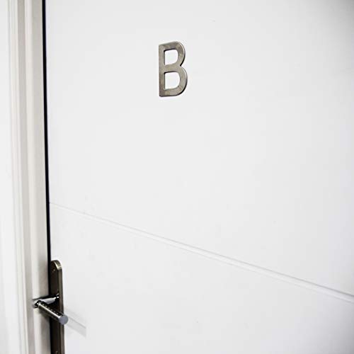 Letra adhesiva de acero inoxidable, altura 7,5 cm, número de casa, número de puerta de diseño (B)