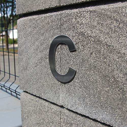 Letra adhesiva de acero inoxidable, altura 7,5 cm, número de casa, número de puerta de diseño (C)