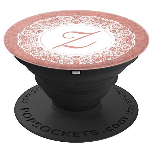 Letra inicial de encaje Z, rosa y malva chic, no lamentable PopSockets Agarre y Soporte para Teléfonos y Tabletas