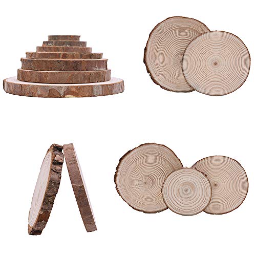 Lezed Discos Rebanadas de Madera Natural Manualidades 45 Piezas Rodajas de Madera Círculos Troncos Madera Decoracion para DIY, decoración de Bodas, decoración del hogar (4-5 cm, 5-6 cm, 6-7 cm, 5 mm)