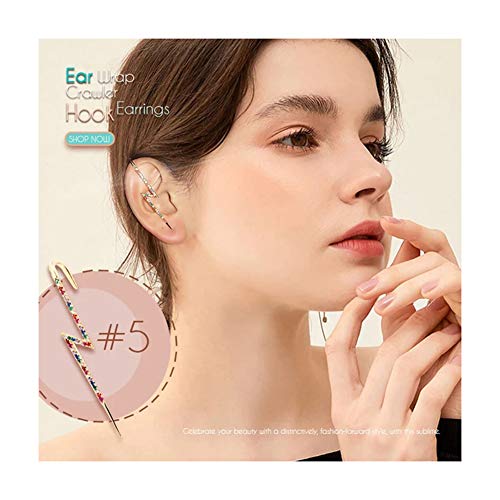 Liamostee 1/5pcs Ear Wrap Crawler Hook Earrings Women Alloy Rhinestone High Polished Earrings